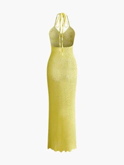 COMMENSE V-Neck Spaghetti Strap Sweater Long Dress* Sweater Dresses|Vacation Dresses