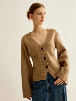 COMMENSE V-Neck Split Button Cardigan* Cardigans|Sweaters & Cardigans