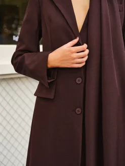 COMMENSE V-Neck Split Trench Coat With Scarf* Outerwear|Coats
