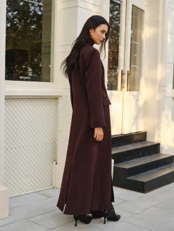 COMMENSE V-Neck Split Trench Coat With Scarf* Outerwear|Coats