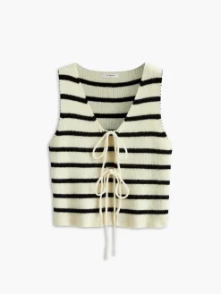 COMMENSE V-Neck Striped Tie Sweater Vest* Sweater Vests|Sweaters & Cardigans