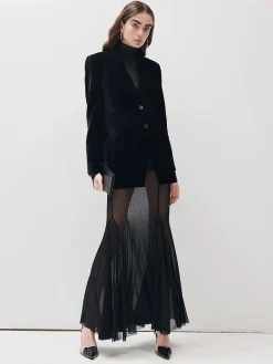 COMMENSE V-Neck Velvet Button Blazer* Outerwear|Blazers