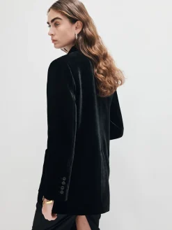 COMMENSE V-Neck Velvet Button Blazer* Outerwear|Blazers