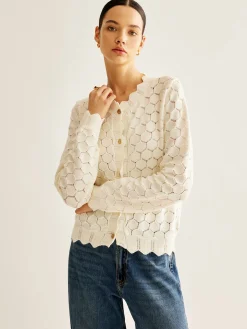 COMMENSE Wave Trim Hollow Out Cardigan* Cardigans|Sweaters & Cardigans