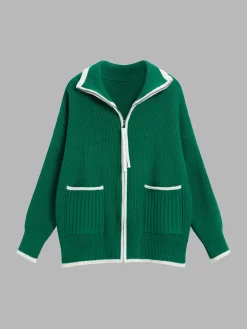 COMMENSE Weekend Loaf Zip Collared Cardigan* Cardigans|Sweaters & Cardigans