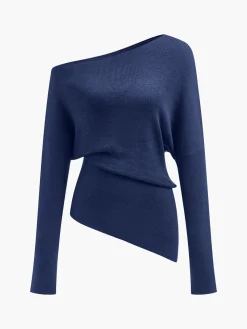 COMMENSE Wool-Blend Asymmetrical Neck Knit Top* Sweater Tops|Sweaters & Cardigans