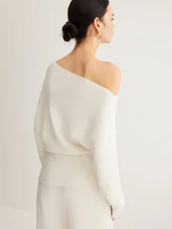 COMMENSE Wool-Blend Asymmetrical Neck Knit Top* Sweater Tops|Sweaters & Cardigans