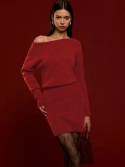 COMMENSE Wool-Blend Asymmetrical Sweater Dress* Black Dresses|Sweater Dresses