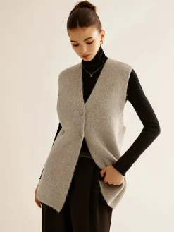 COMMENSE Wool-Blend Breasted Sweater Vest* Sweater Vests|Sweaters & Cardigans