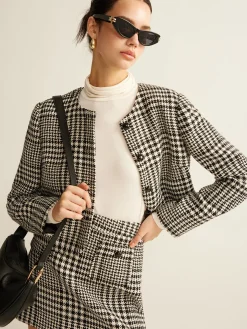 COMMENSE Wool-Blend Checked Blazer* Outerwear|Blazers