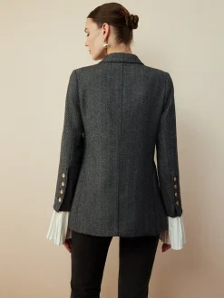 COMMENSE Wool-Blend Chevron Tweed Fit Blazer* Outerwear|Blazers