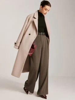 COMMENSE Wool-Blend Chevron Wide-Leg Pants Without Belt* Pants|Bottoms