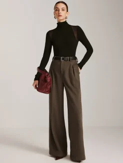 COMMENSE Wool-Blend Chevron Wide-Leg Pants Without Belt* Pants|Bottoms