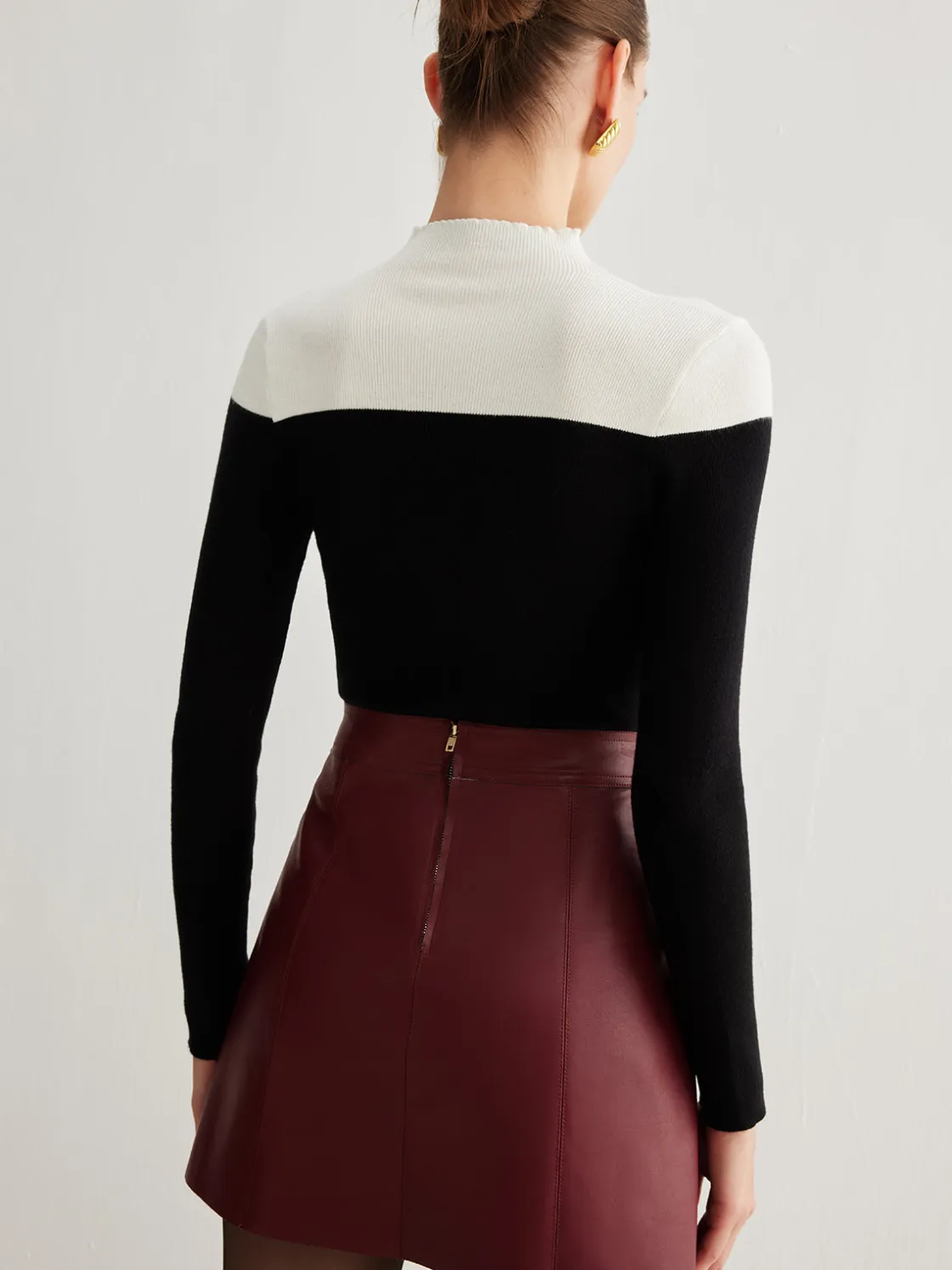 COMMENSE Wool-Blend Color Block Knit Top* Sweater Tops|Sweaters & Cardigans