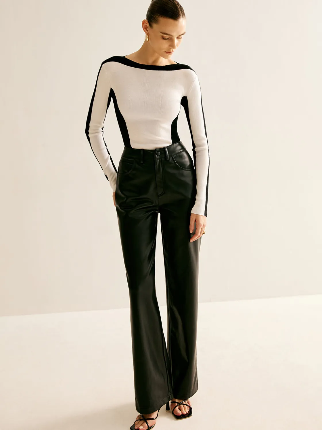 COMMENSE Wool-Blend Color Block Slim Sweater* Sweater Tops|Sweaters & Cardigans