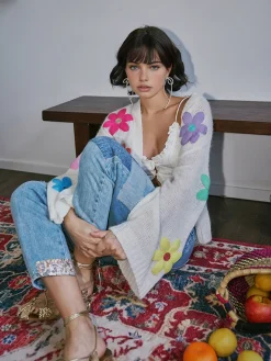 COMMENSE Wool-Blend Colorful Flower Cardigan* Cardigans|Sweaters & Cardigans