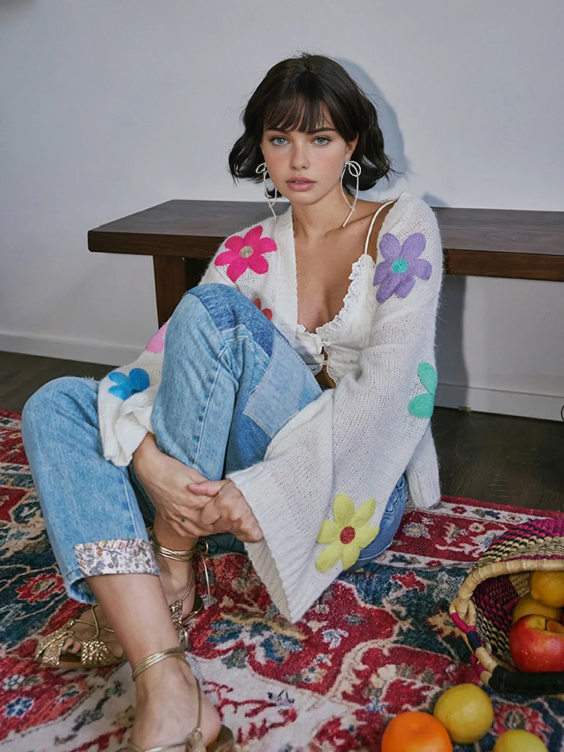 COMMENSE Wool-Blend Colorful Flower Cardigan* Cardigans|Sweaters & Cardigans