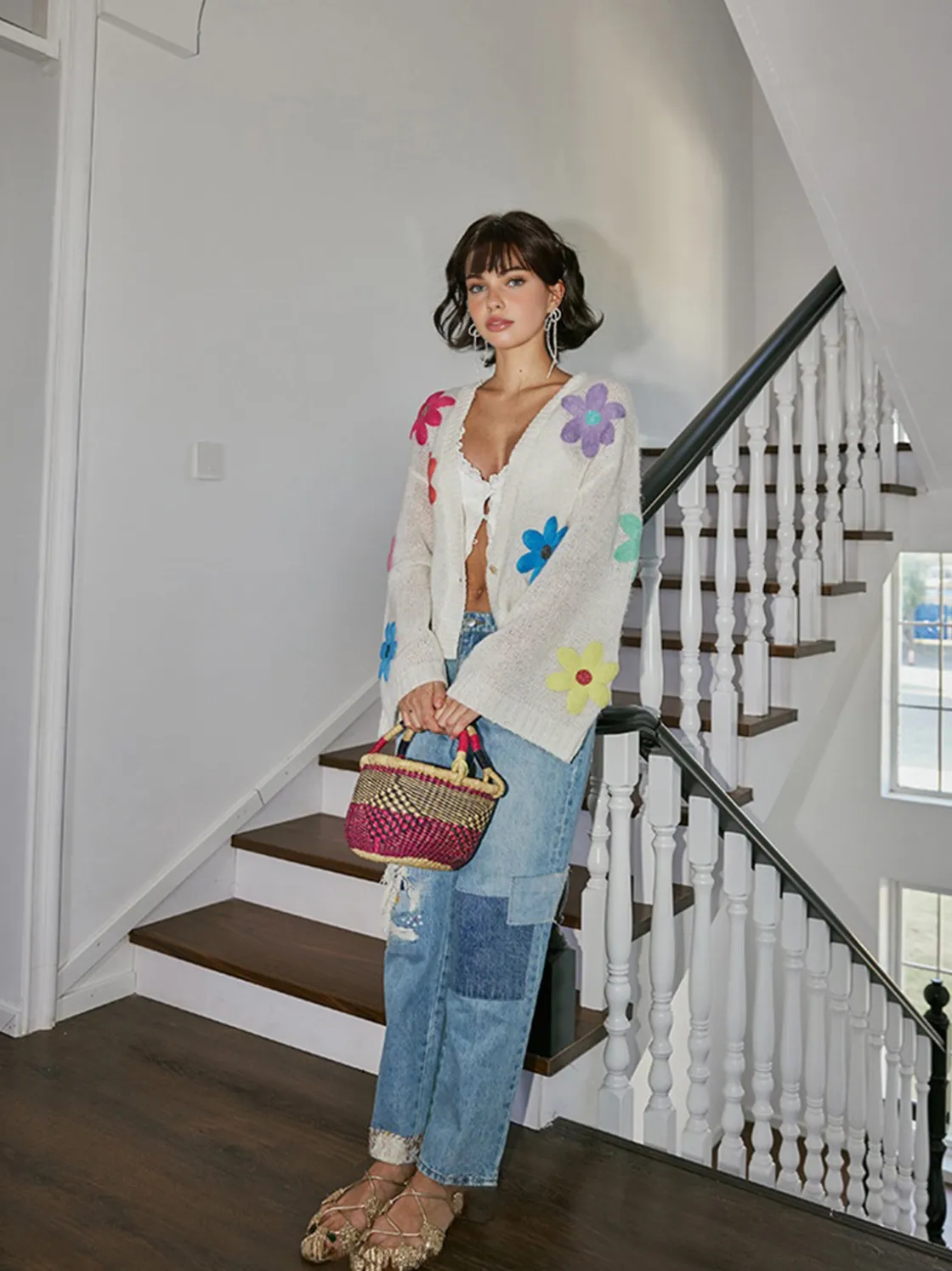 COMMENSE Wool-Blend Colorful Flower Cardigan* Cardigans|Sweaters & Cardigans