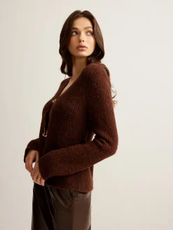 COMMENSE Wool-Blend Cutout Metal-Link Cardigan* Cardigans|Sweaters & Cardigans
