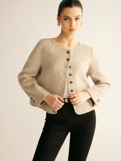 COMMENSE Wool-Blend Elegant Button Blazer* Outerwear|Blazers