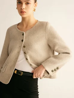 COMMENSE Wool-Blend Elegant Button Blazer* Outerwear|Blazers