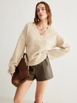 COMMENSE Wool-Blend Embroidered Trim Sweater* Sweater Tops|Sweaters & Cardigans