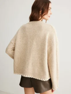 COMMENSE Wool-Blend Embroidered Trim Sweater* Sweater Tops|Sweaters & Cardigans