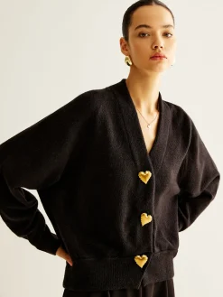 COMMENSE Wool-Blend Heart Button Cardigan* Cardigans|Sweaters & Cardigans