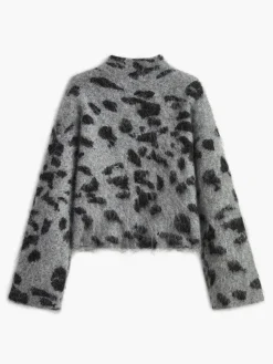 COMMENSE Wool-Blend Leopard Fuzzy Sweater* Sweater Tops|Sweaters & Cardigans