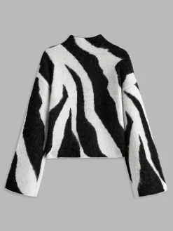 COMMENSE Wool-Blend Leopard Fuzzy Sweater* Sweater Tops|Sweaters & Cardigans