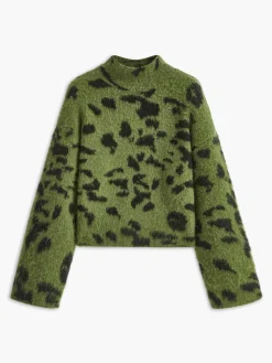 COMMENSE Wool-Blend Leopard Fuzzy Sweater* Sweater Tops|Sweaters & Cardigans
