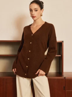 COMMENSE Wool-Blend Metal-Button Belted Cardigan* Cardigans|Sweaters & Cardigans