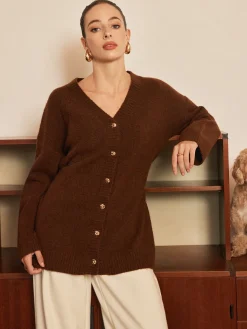 COMMENSE Wool-Blend Metal-Button Belted Cardigan* Cardigans|Sweaters & Cardigans