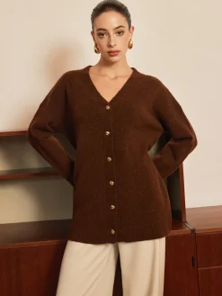 COMMENSE Wool-Blend Metal-Button Belted Cardigan* Cardigans|Sweaters & Cardigans