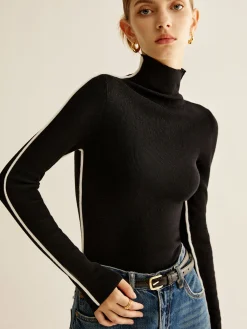 COMMENSE Wool-Blend Mock-Neck Knit Top* Sweater Tops|Sweaters & Cardigans