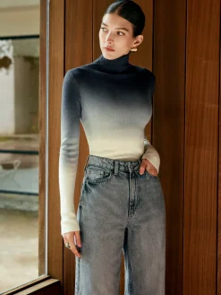 COMMENSE Wool-Blend Ombre Slim Knit Top* Sweater Tops|Sweaters & Cardigans
