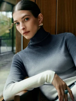 COMMENSE Wool-Blend Ombre Slim Knit Top* Sweater Tops|Sweaters & Cardigans