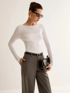 COMMENSE Wool-Blend Panel Slim Sweater* Sweater Tops|Sweaters & Cardigans