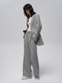 COMMENSE Wool-Blend Pinstripe Tweed Pants* Pants|Matching Sets