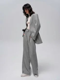 COMMENSE Wool-Blend Pinstripe Tweed Pants* Pants|Matching Sets