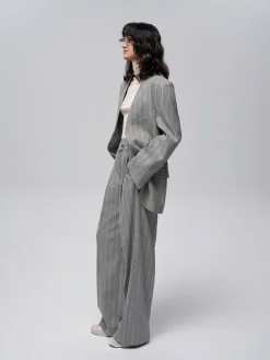 COMMENSE Wool-Blend Pinstripe Tweed Pants* Pants|Matching Sets