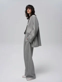 COMMENSE Wool-Blend Pinstripe Tweed Pants* Pants|Matching Sets