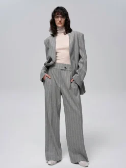 COMMENSE Wool-Blend Pinstripe Tweed Pants* Pants|Matching Sets