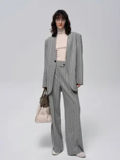 COMMENSE Wool-Blend Pinstripe Tweed Pants* Pants|Matching Sets