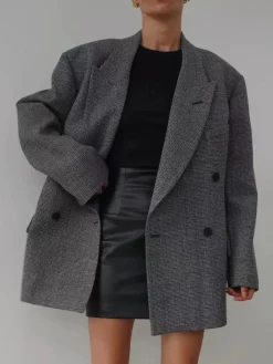 COMMENSE Wool-Blend Plaid Belted Blazer* Outerwear|Blazers