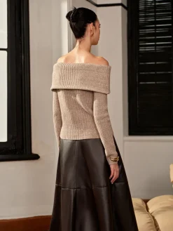 COMMENSE Wool-Blend Plain Off-Shoulder Sweater* Sweater Tops|Sweaters & Cardigans