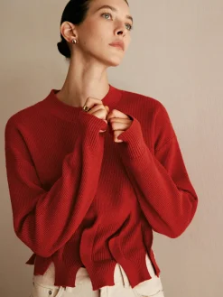 COMMENSE Wool-Blend Pleated Design Sweater* Sweater Tops|Sweaters & Cardigans