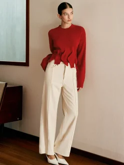 COMMENSE Wool-Blend Pleated Design Sweater* Sweater Tops|Sweaters & Cardigans