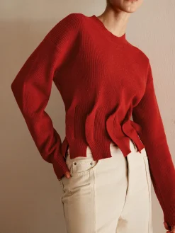 COMMENSE Wool-Blend Pleated Design Sweater* Sweater Tops|Sweaters & Cardigans