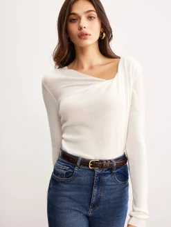 COMMENSE Wool-Blend Pleated Knit Top* Sweater Tops|Sweaters & Cardigans